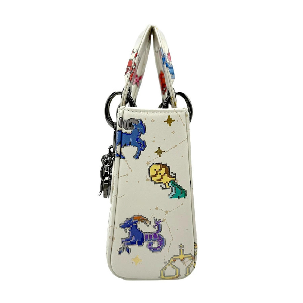 Dior multicolor Lady 2way leather Christian Shoulder Bag white